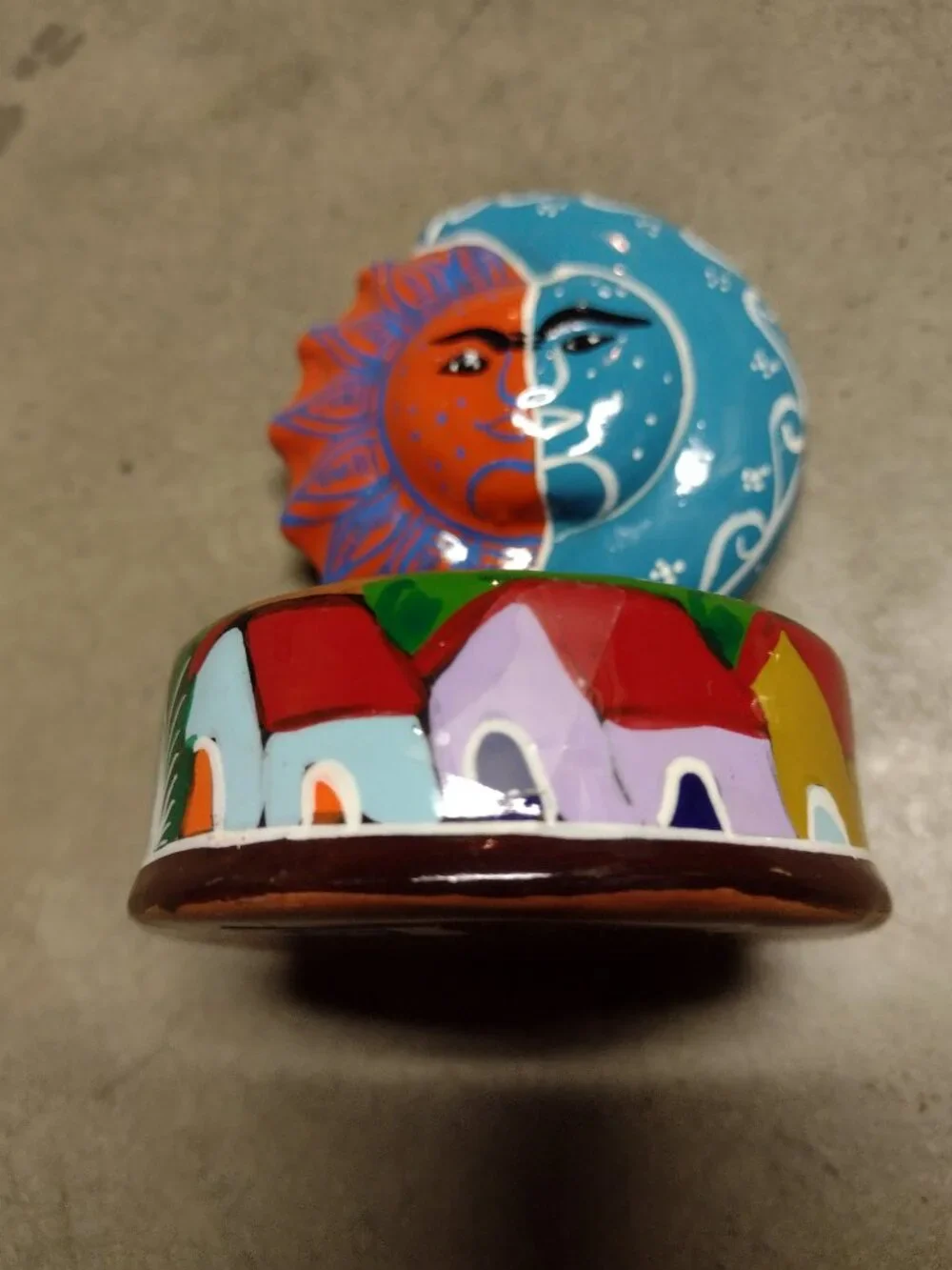 NWT Trinket Jewelry Box from Mexico in Hand Painted Bright Bold Colors